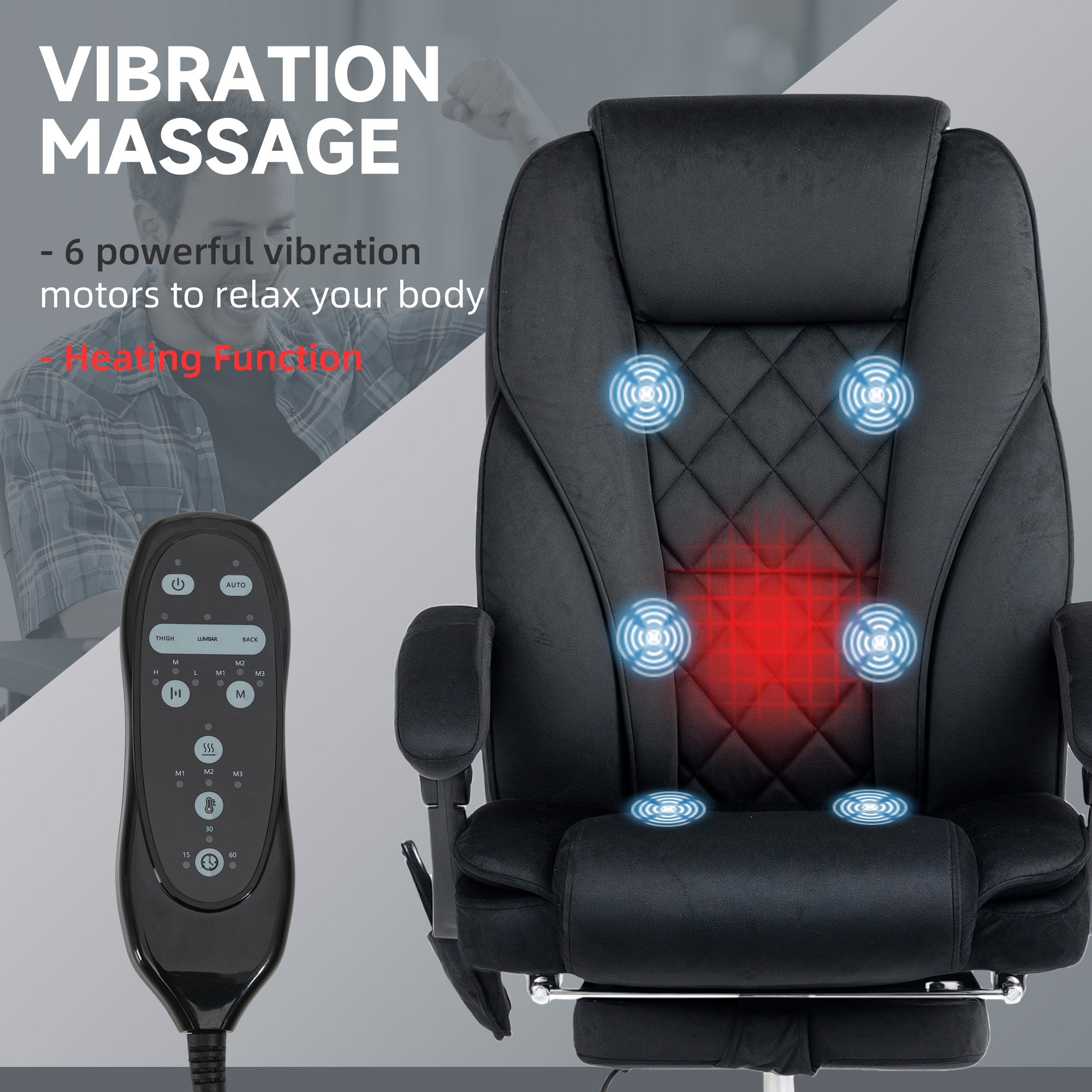 Vinsetto Heated Reclining Massaging Office Desk Chair