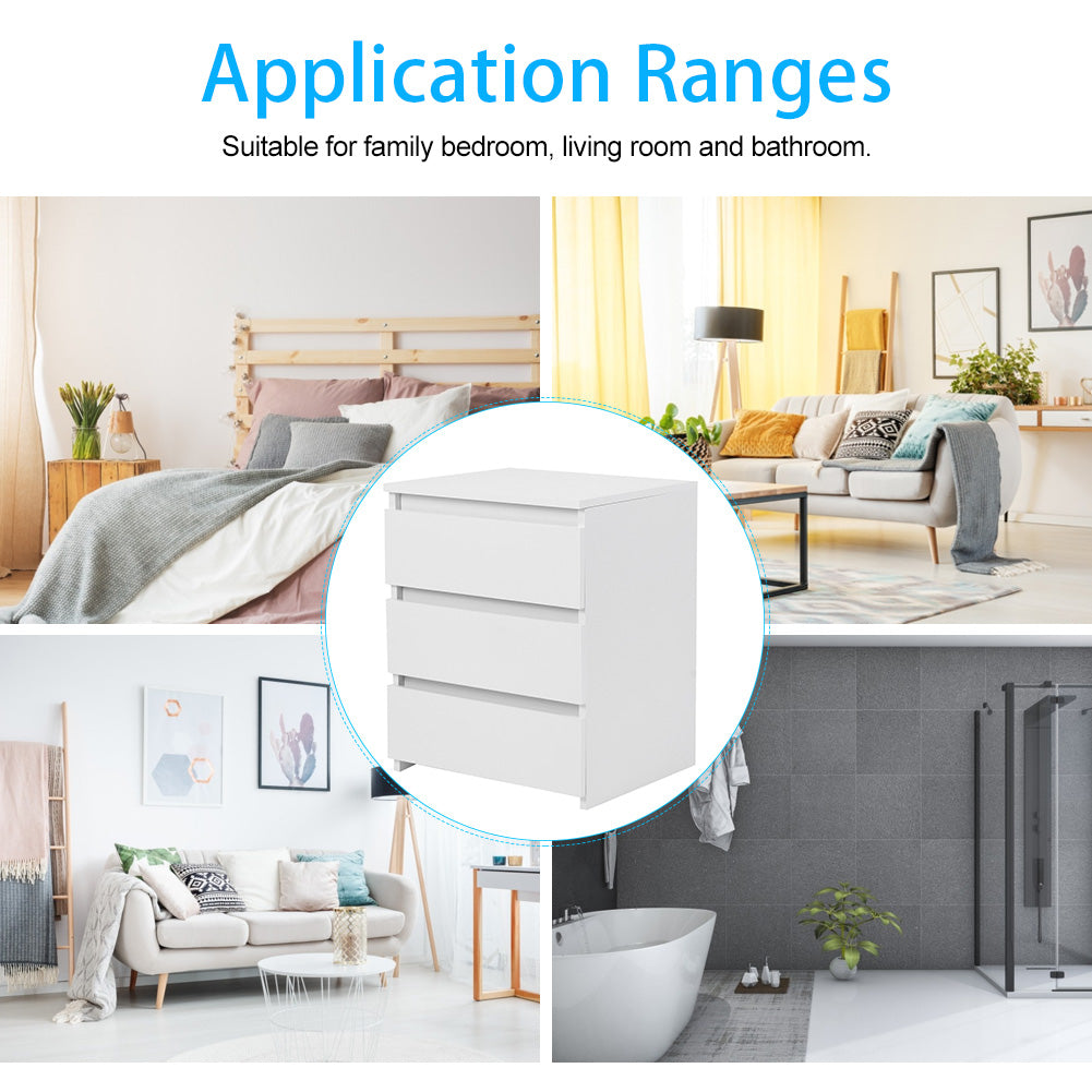 Modern Bedside Table Cabinet Nightstand With 3 Storage Drawers
