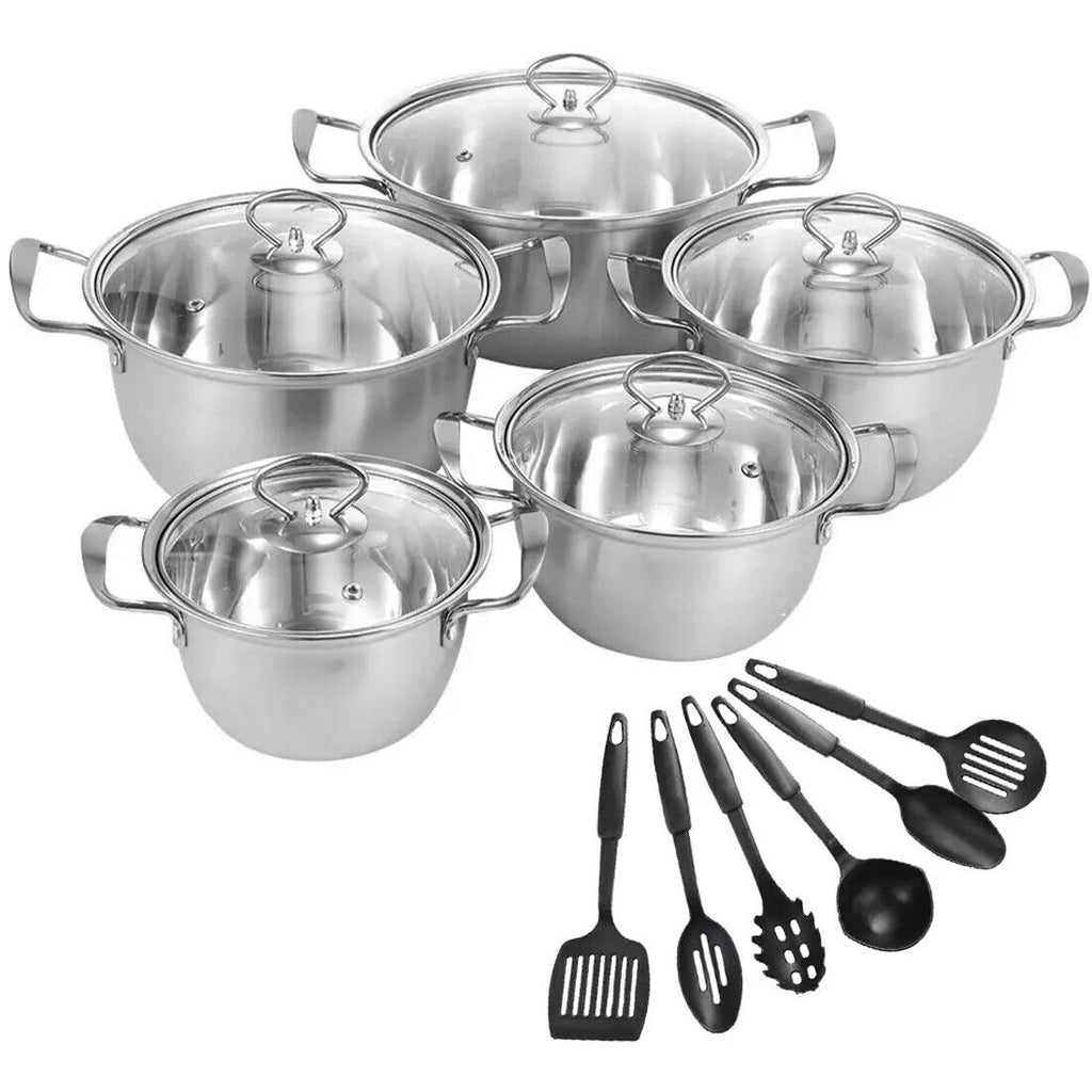 11PCS Induction Non Stick Stainless Steel Cooking Pot Set