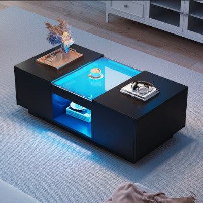 Modern Coffee Table With Storage & LED Lights