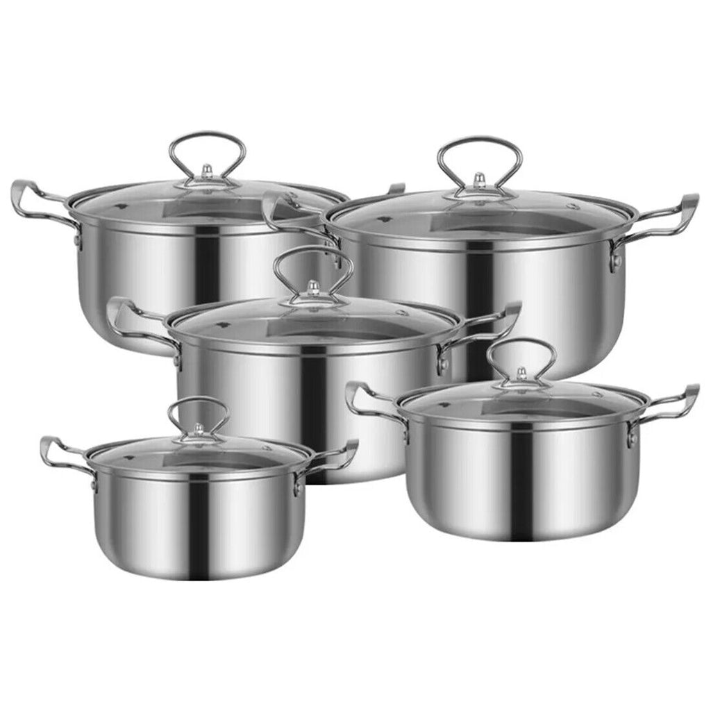 11PCS Induction Non Stick Stainless Steel Cooking Pot Set