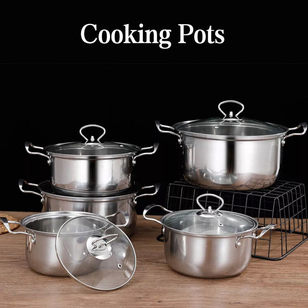 11PCS Induction Non Stick Stainless Steel Cooking Pot Set