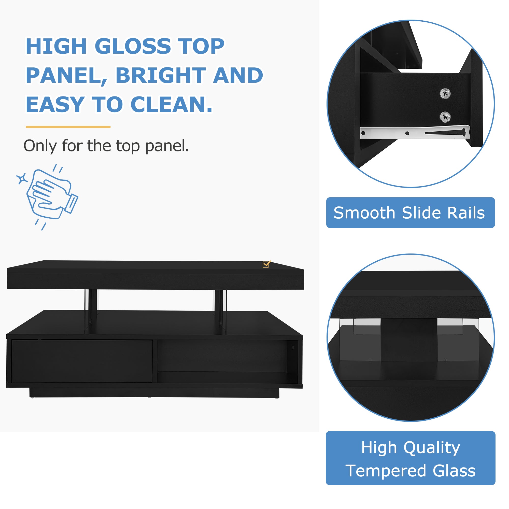High Gloss Coffee Table With LED Lights