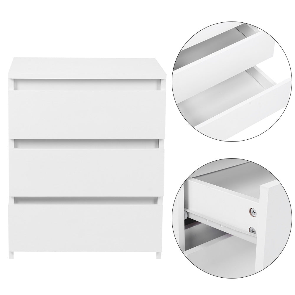 Modern Bedside Table Cabinet Nightstand With 3 Storage Drawers