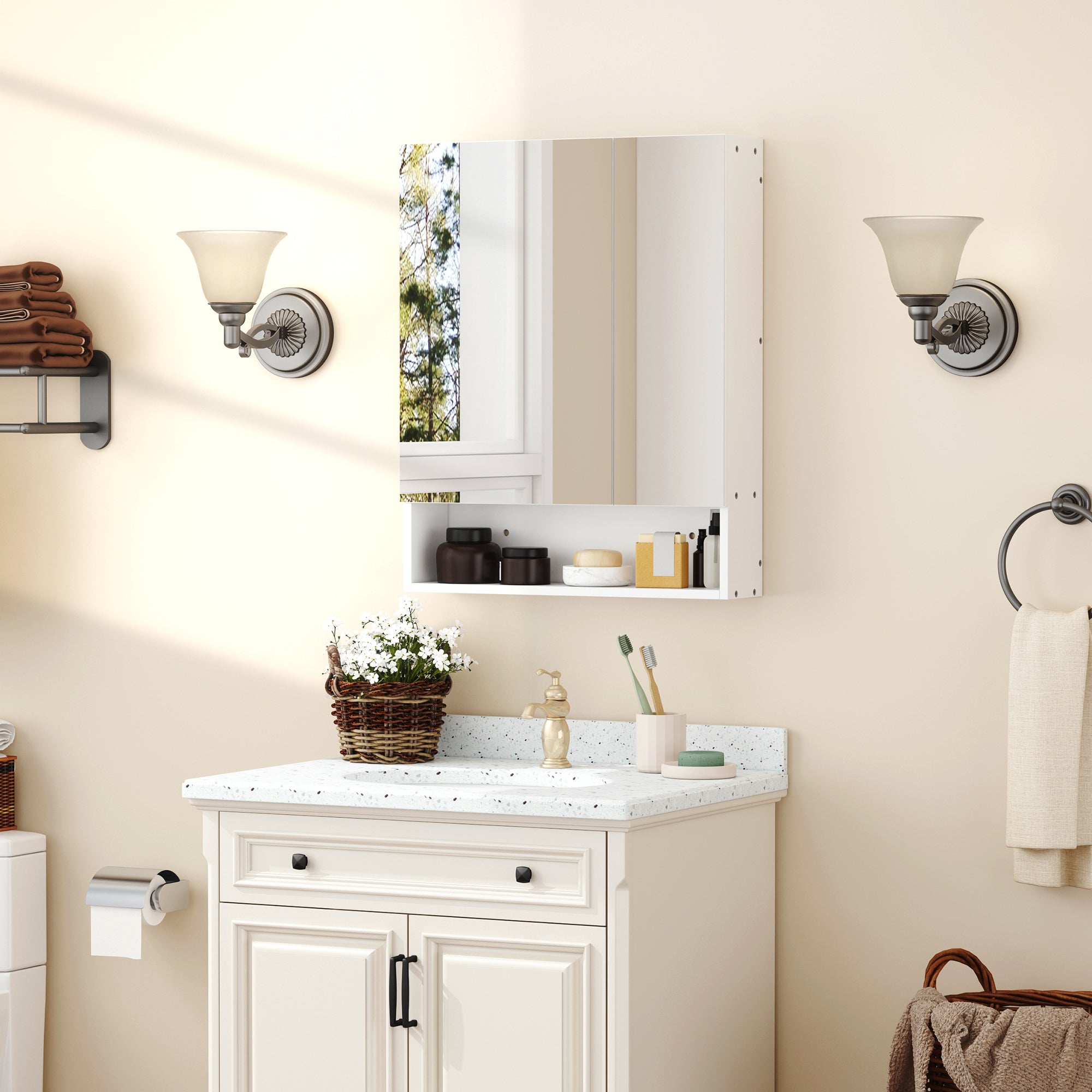Kleankin Bathroom Cabinet With Mirror