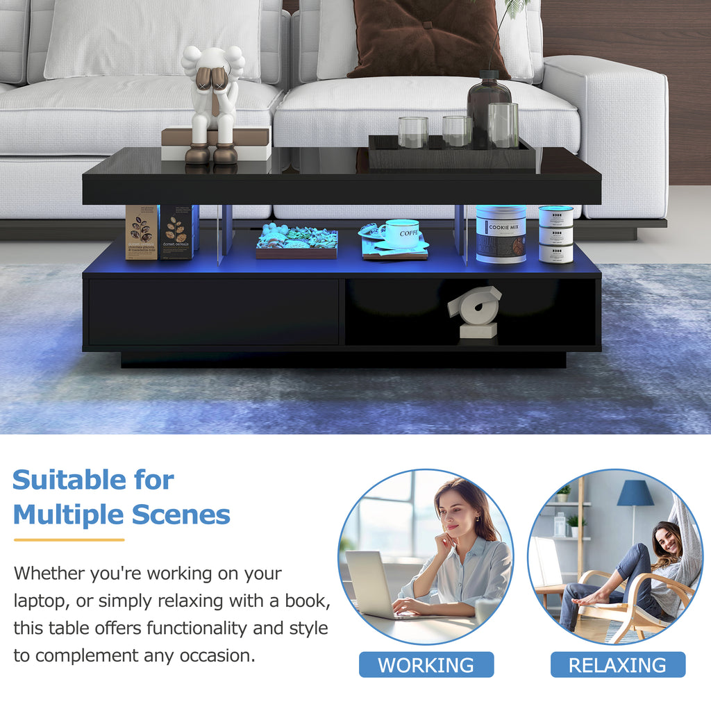 High Gloss Coffee Table With LED Lights