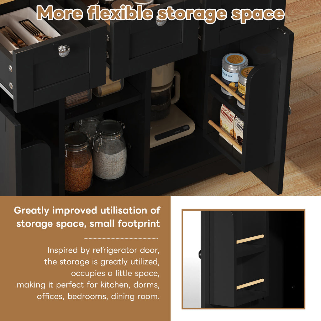 Kitchen Rolling Storage Trolley With Foldable Tabletop