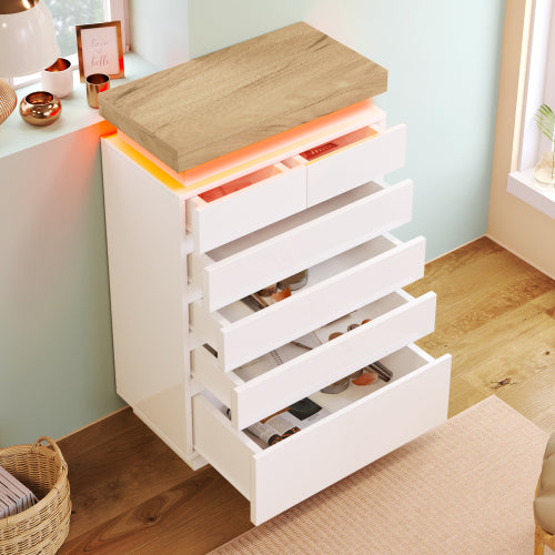 High-gloss Sideboard Cabinet With 6 Drawers