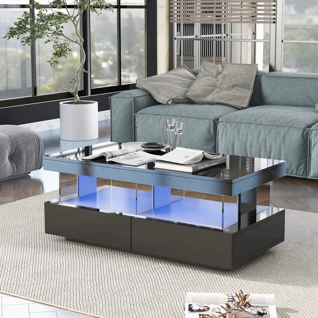 High Gloss Tea Table With LED Lights