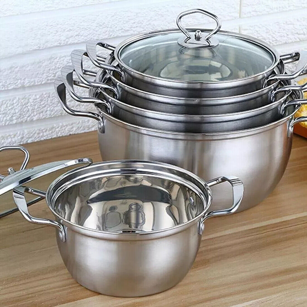 11PCS Induction Non Stick Stainless Steel Cooking Pot Set