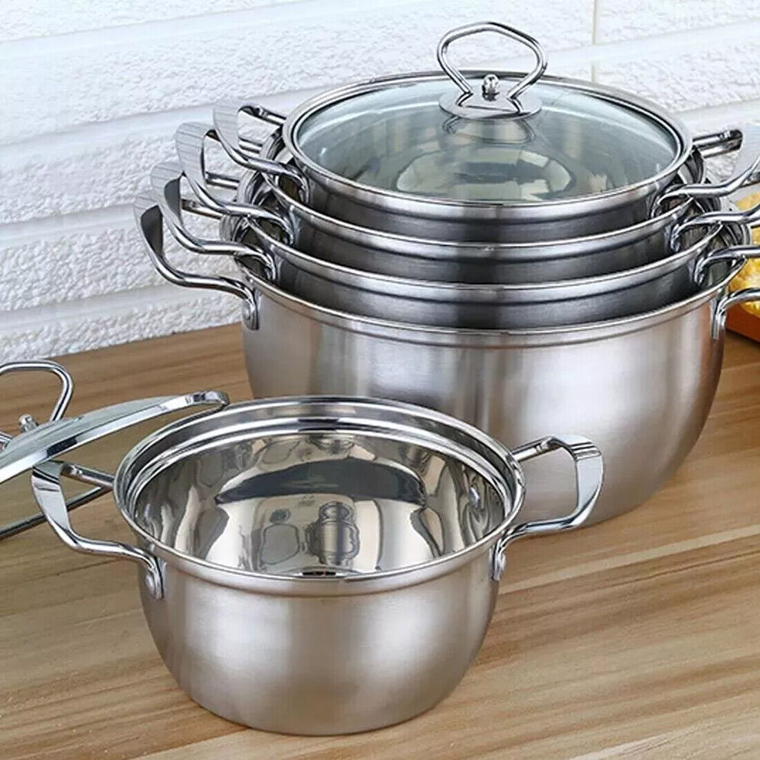 11PCS Induction Non Stick Stainless Steel Cooking Pot Set