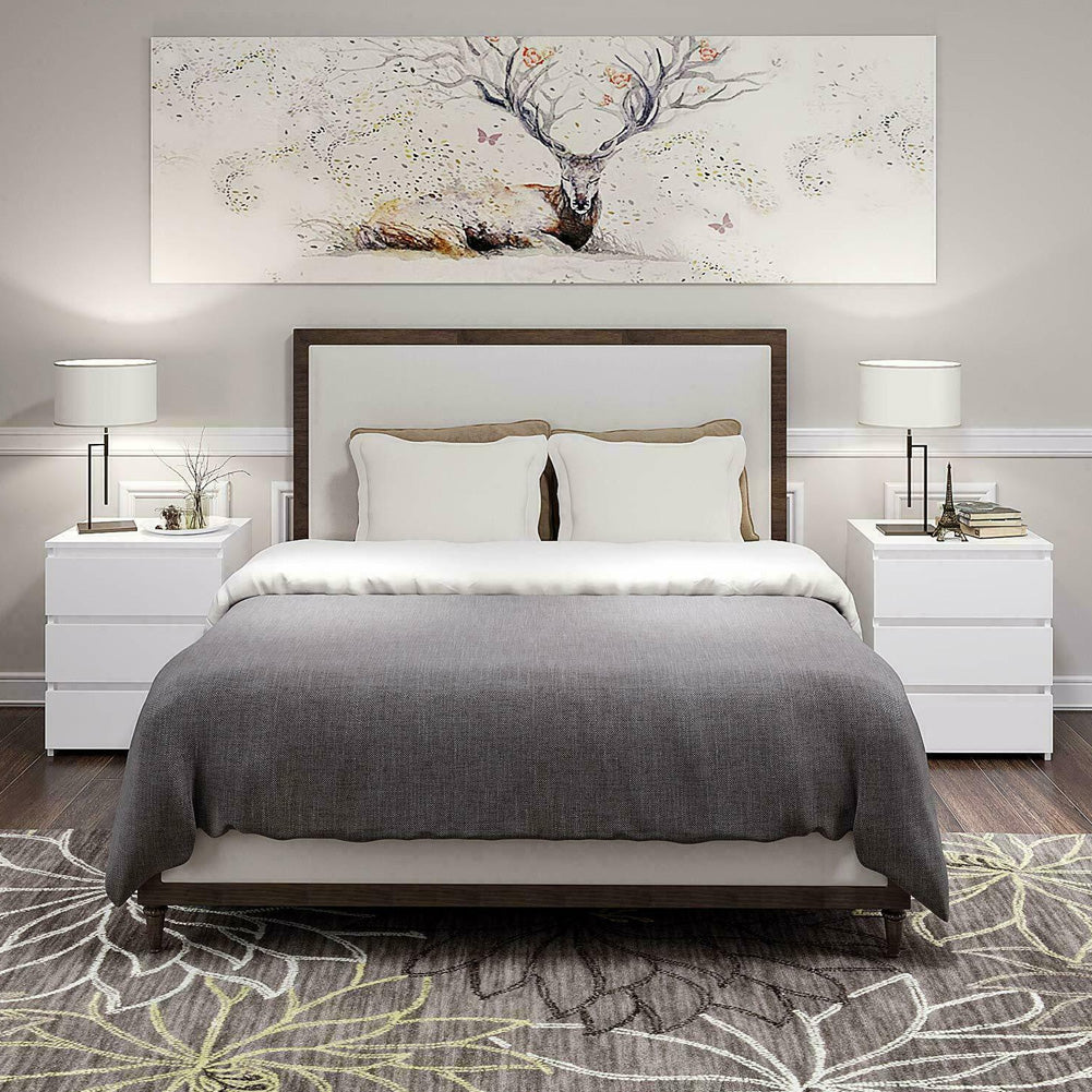 Modern Bedside Table Cabinet Nightstand With 3 Storage Drawers