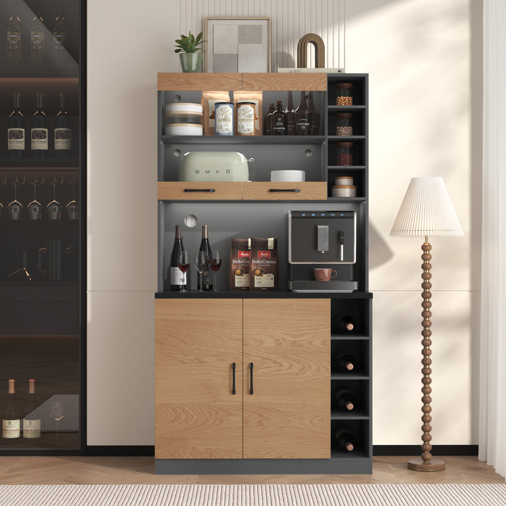 Kitchen Cabinet, Pantry With LED Ambient Lighting
