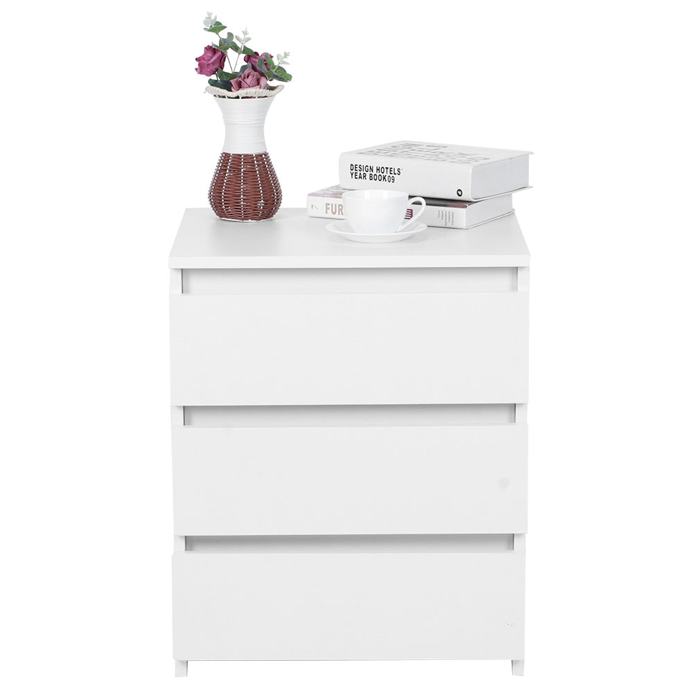 Modern Bedside Table Cabinet Nightstand With 3 Storage Drawers
