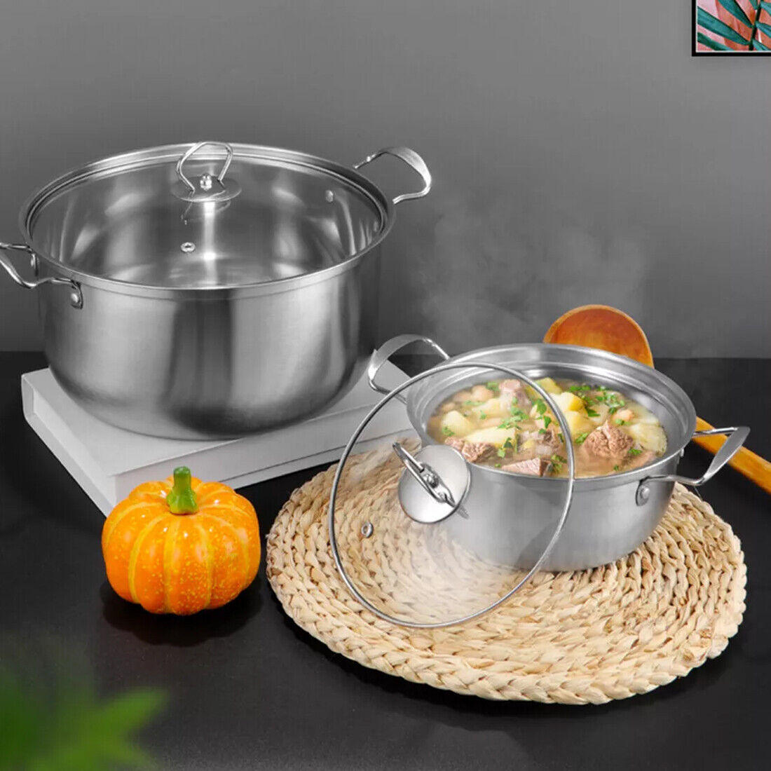 11PCS Induction Non Stick Stainless Steel Cooking Pot Set