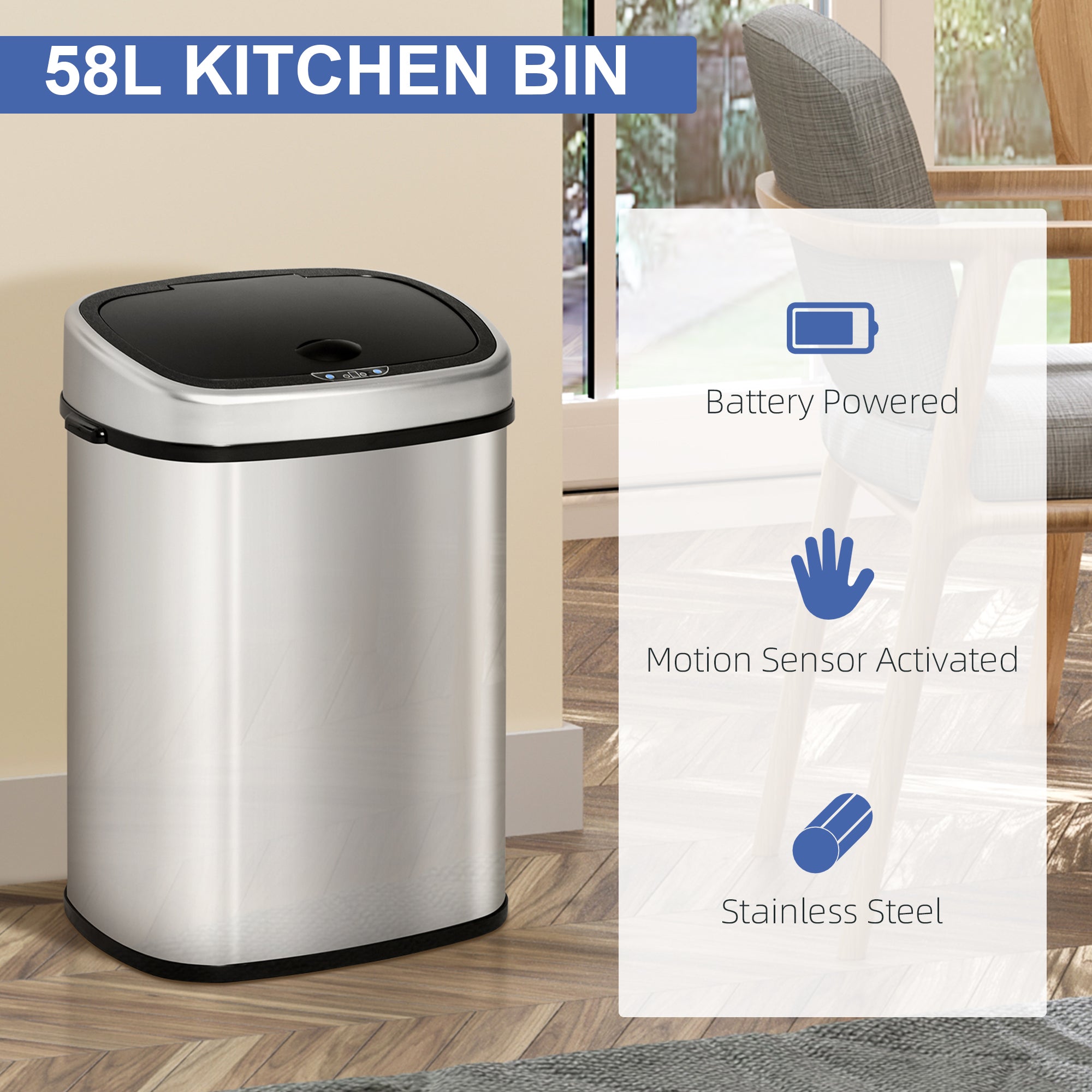 58L Automatic Touchless Garbage Waste Bin