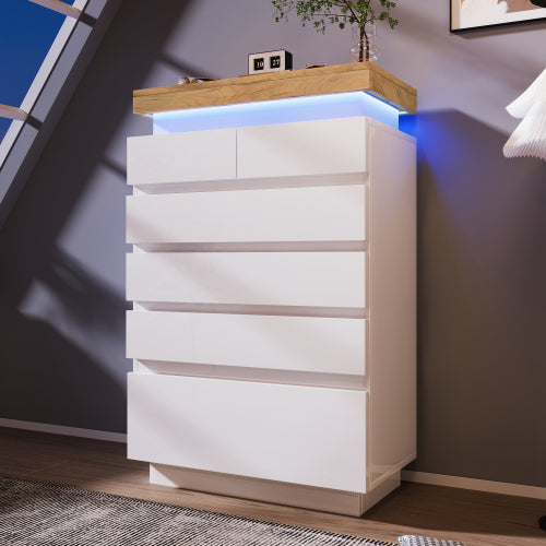 High-gloss Sideboard Cabinet With 6 Drawers