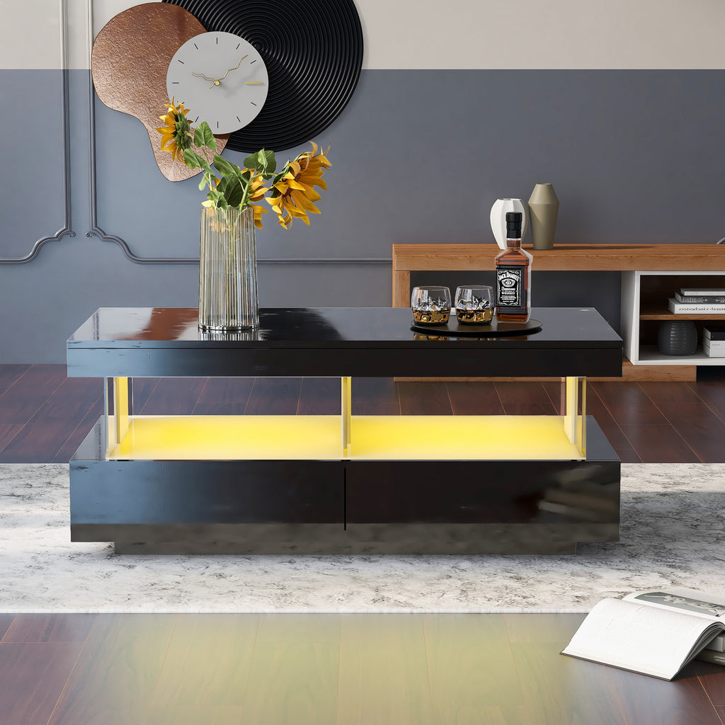 High Gloss Tea Table With LED Lights