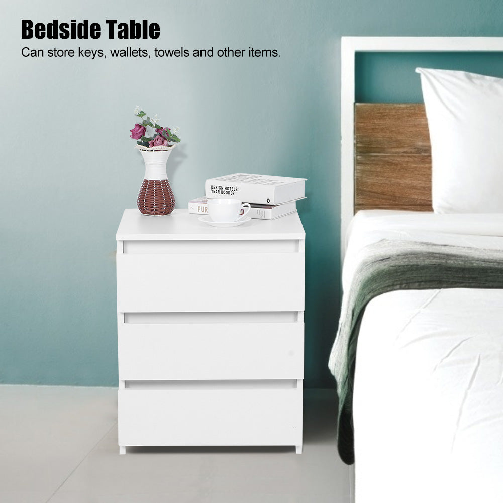 Modern Bedside Table Cabinet Nightstand With 3 Storage Drawers