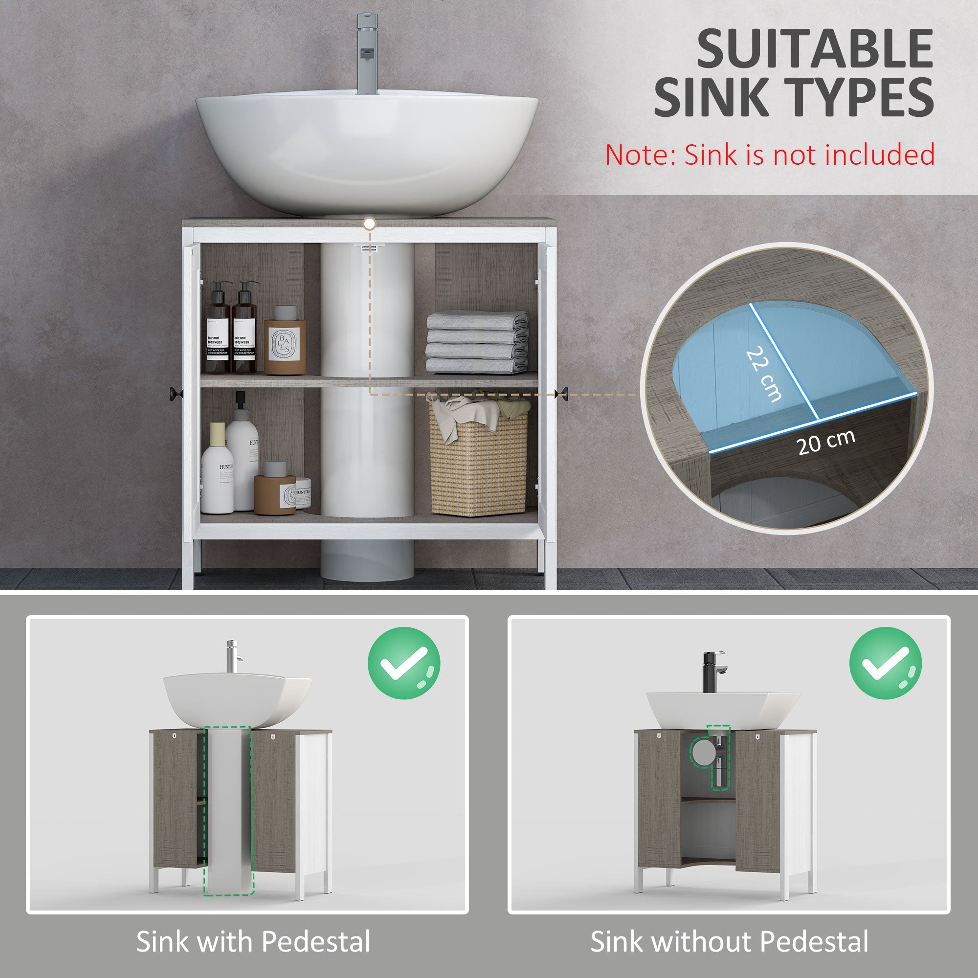 Kleankin Modern Bathroom Sink Cabinet