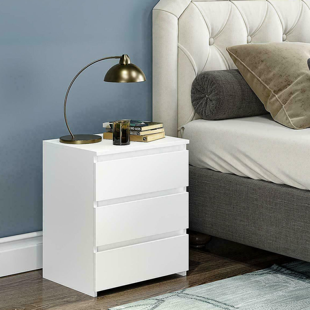 Modern Bedside Table Cabinet Nightstand With 3 Storage Drawers